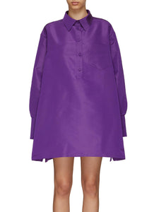 WIDE SILK FAILLE TUNIC SHIRT DRESS
