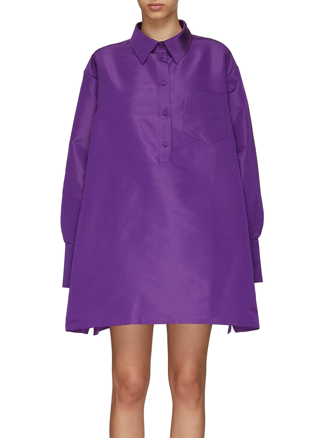WIDE SILK FAILLE TUNIC SHIRT DRESS