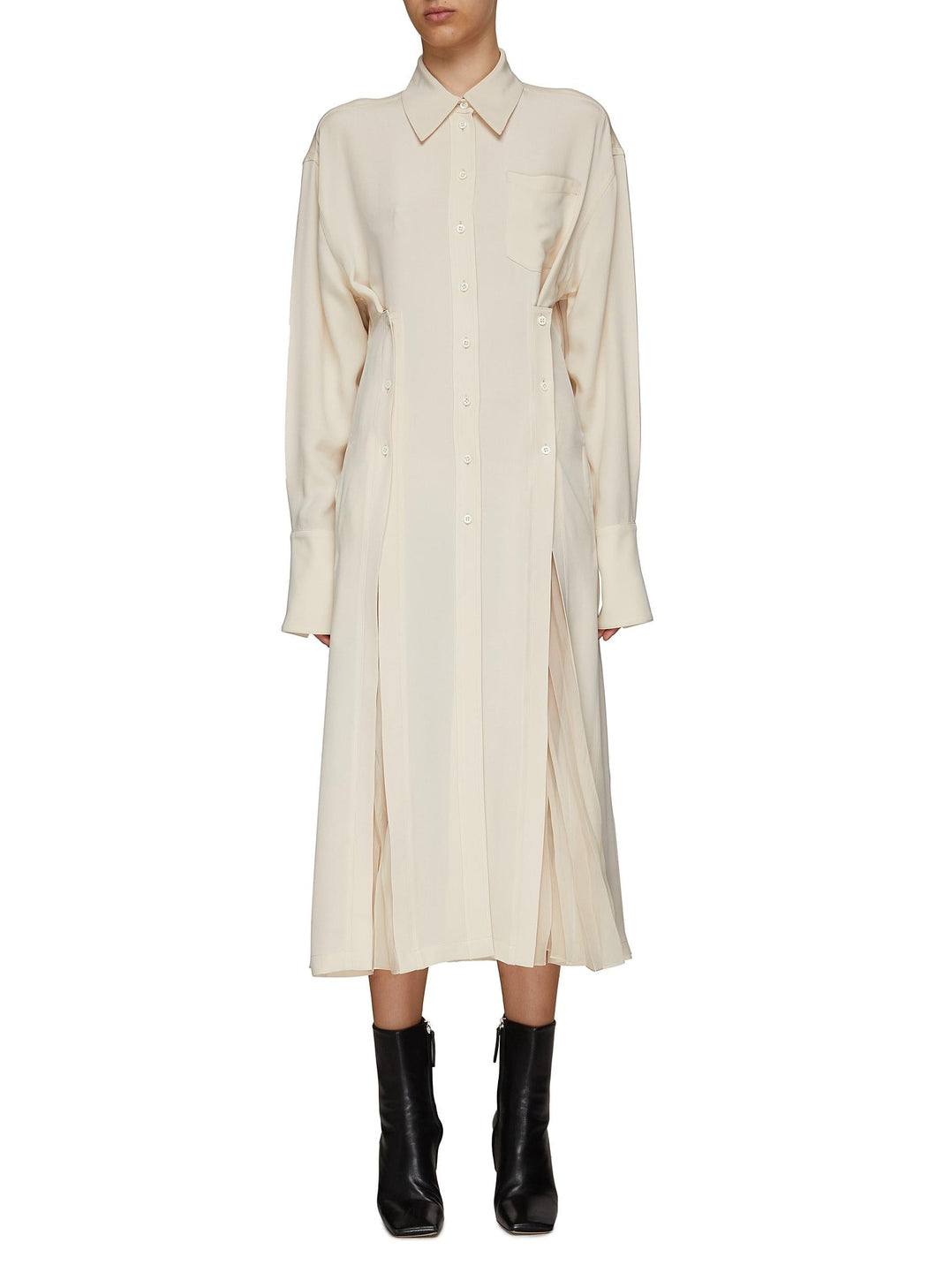 PLEAT DETAIL MAXI SHIRT DRESS