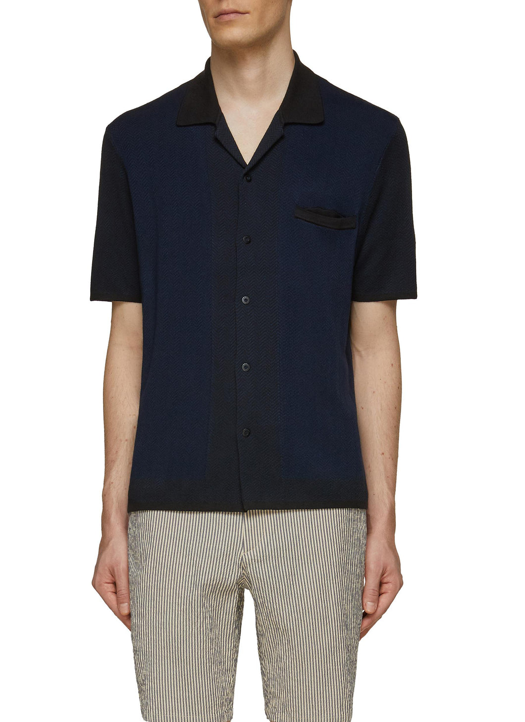 ‘AVERY’ HERRINGBONE SNAP FRONT SHORT SLEEVE SHIRT
