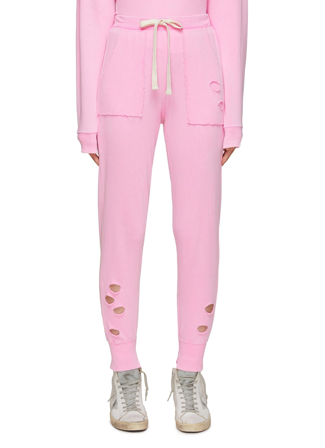 ‘FELIZ’ DISTRESSED DRAWSTRING SWEATPANTS