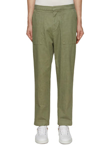 ‘PAOLO’ CROPPED STRAIGHT LEG COTTON BLEND WORK PANTS