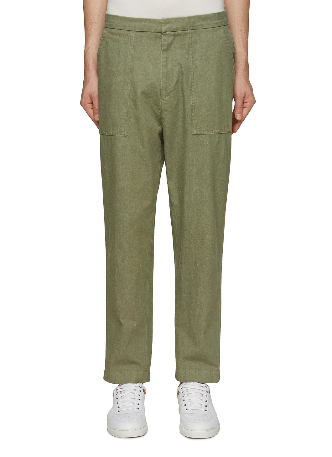 ‘PAOLO’ CROPPED STRAIGHT LEG COTTON BLEND WORK PANTS