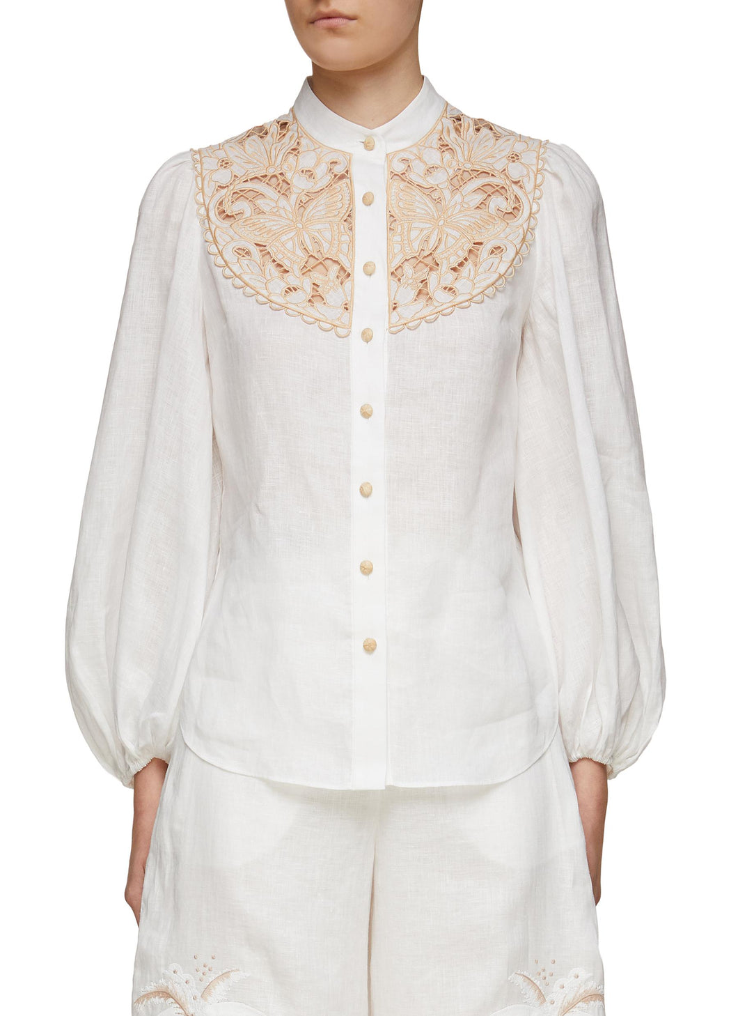 ‘JEANNIE’ BUTTERFLY EMBROIDERY LINEN BLOUSE
