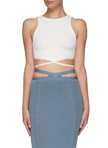 ‘LATIA’ STRAPPY TIE WAIST CROPPED TANK TOP