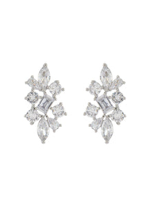 MULTI CUT CUBIC ZIRCONIA CLUSTER EARRINGS