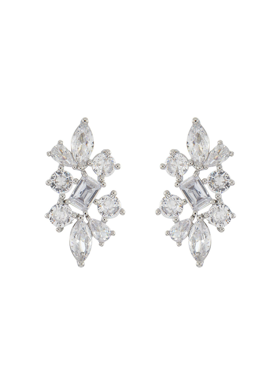 MULTI CUT CUBIC ZIRCONIA CLUSTER EARRINGS