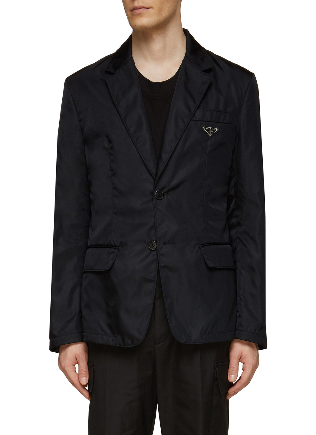 LOGO RE-NYLON SINGLE BREASTED BLAZER