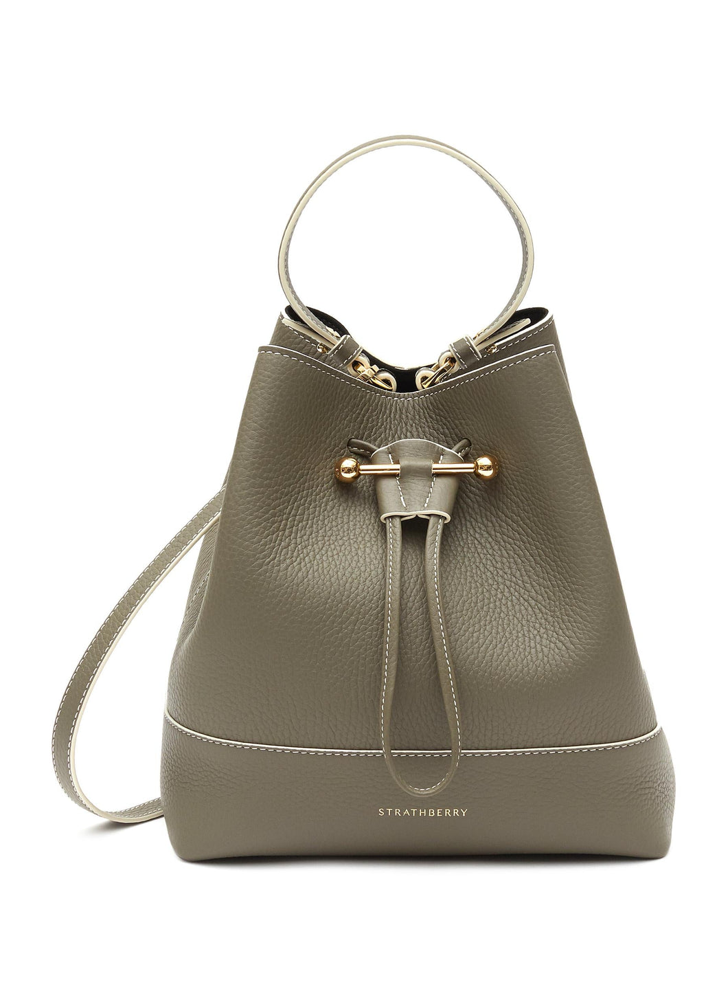 ‘LANA OSETTE’ MIDI LEATHER DRAWSTRING BUCKET BAG